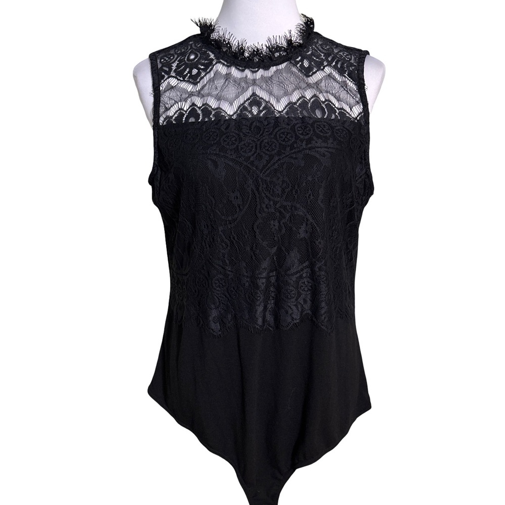 New York & Company Black Lace Bodysuit